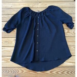 Express Button Front Blouse Size Large Women’s Black